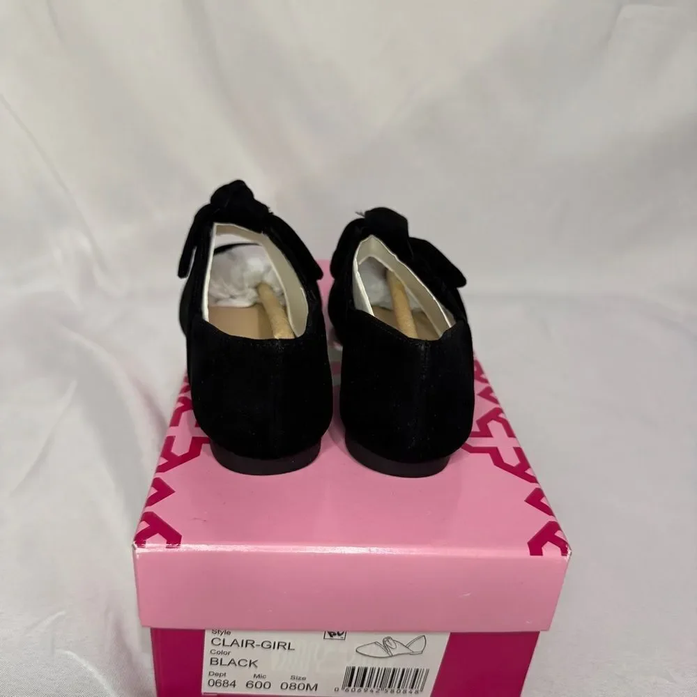Girls' Clair-Girl Bow Tie Suede Casual Flats Size 8M